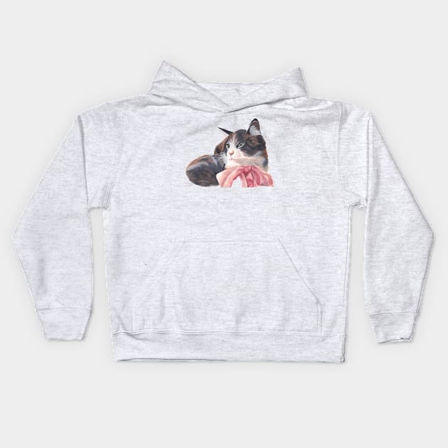 custom cat portrait Kids Hoodie by Nora_Seoudi